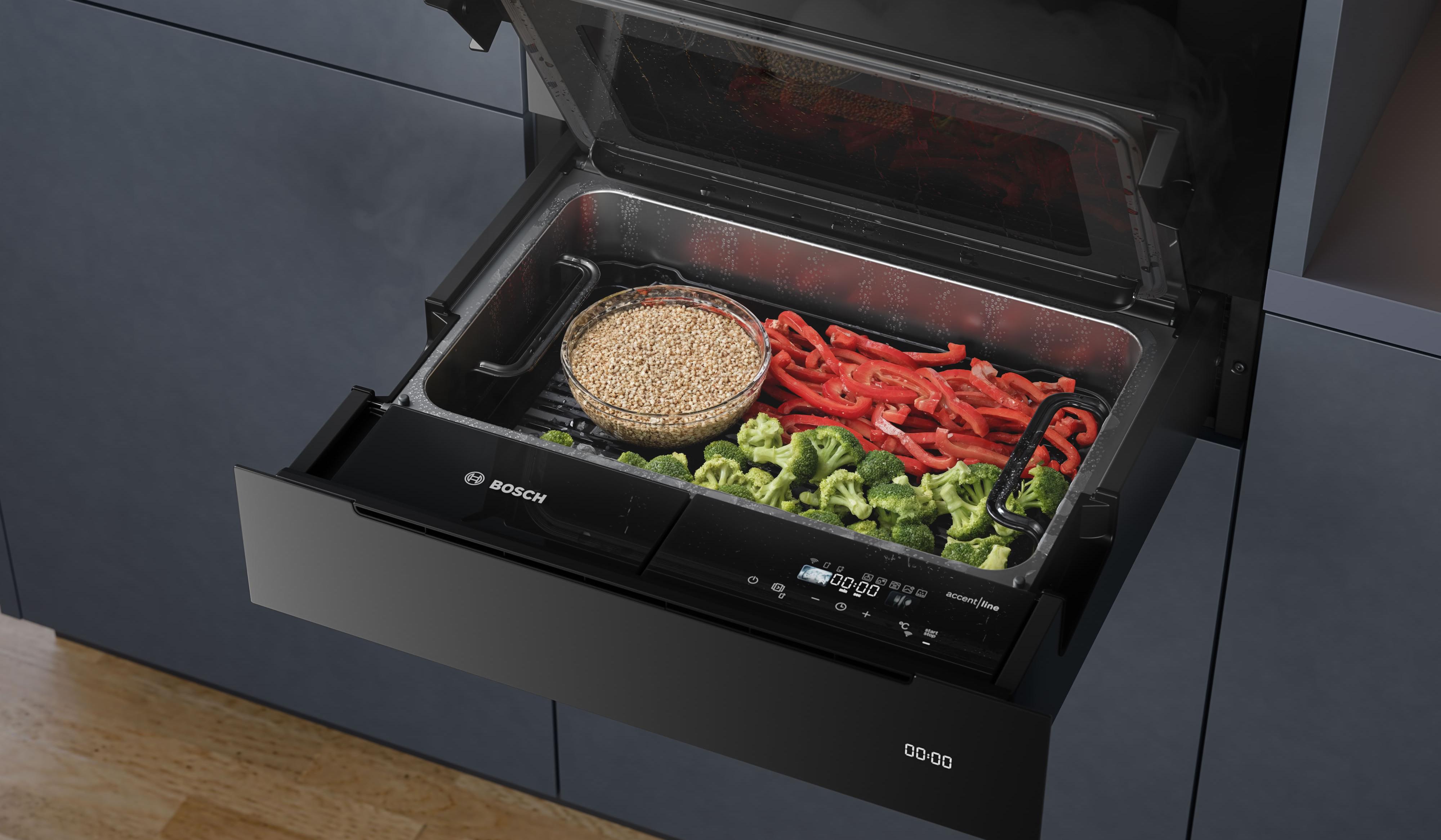 BOSCH Dampfschublade geöffnet Gemüse